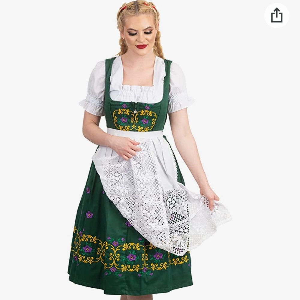 Beautiful German Drindl Size 18/20US 50 EU - NEW! Dress blouse apron.